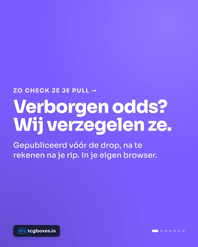 TCGBoxes · Facebook: A Dutch carousel on how pack openings are verified.